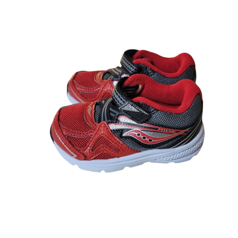 NWOT Saucony Ride Toddler Tennis Shoes Size 4 Red Black Sneakers